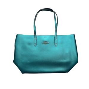 Coach Town Tote Metallic VIRIDIAN Blue Green Leather Bag H1966-F79983 NWOT